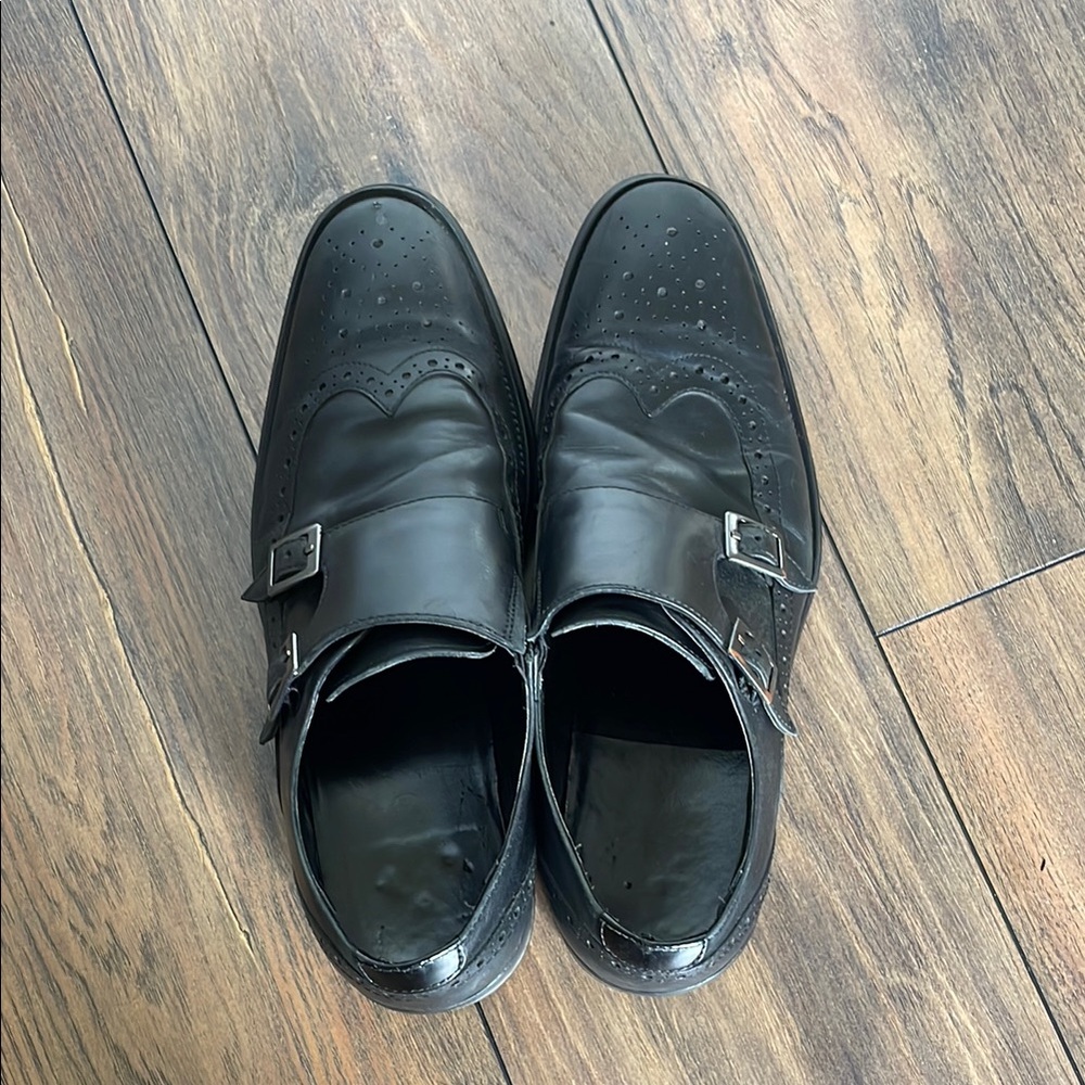 Men's Black Double Monk Strap Shoes